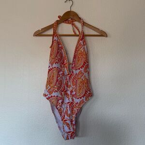 Paisley print one piece swimsuit